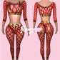 Red/Cheetah Fishnet Set