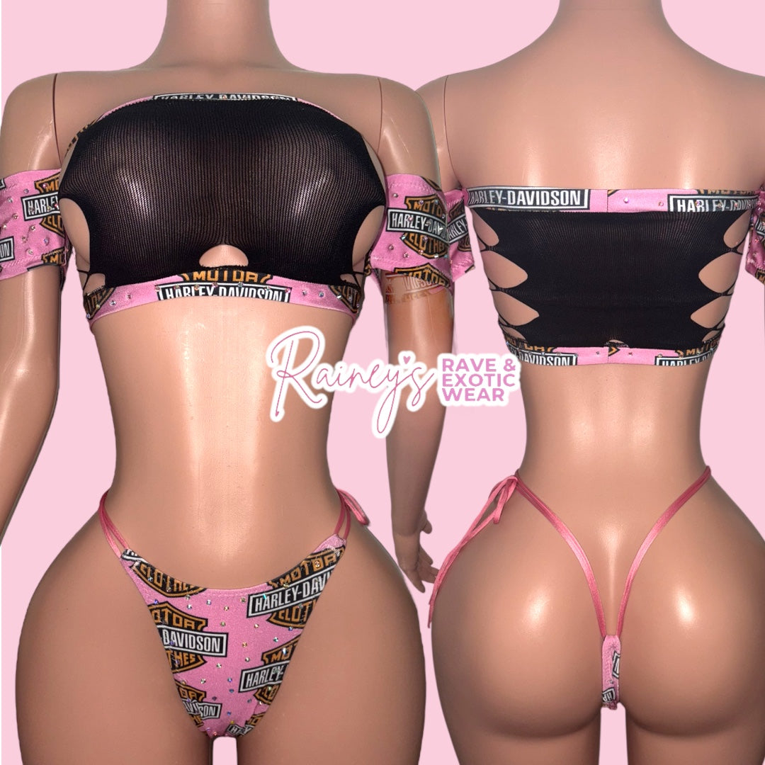 Pink/Black Harley Fishnet Set