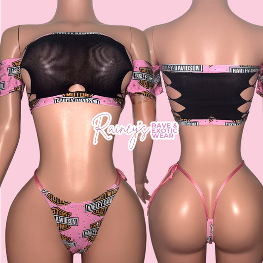 Pink/Black Harley Fishnet Set