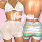 Silver Mesh Shorts Set