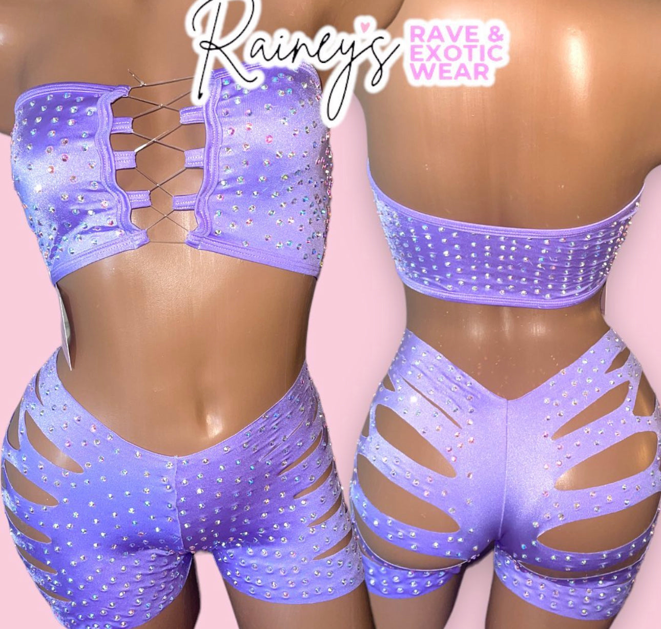 Lavender Tube Top Cut Shorts Set