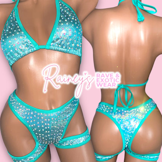 Mint Metallic Capri Set