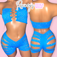 Blue (Turquoise) Tube Top Cut Shorts Set