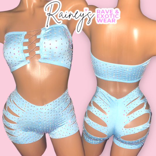 Blue (Baby) Tube Top Cut Shorts Set