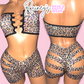 Cheetah Print Cut Shorts Set