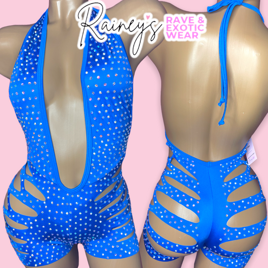 Blue (Dark) One Piece Cut Shorts Set