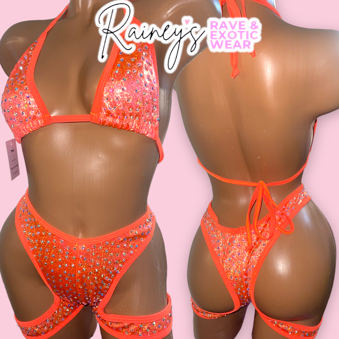 Orange Metallic Capri Set