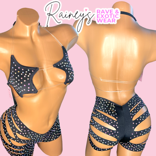 Black Star Top Cut Shorts Set