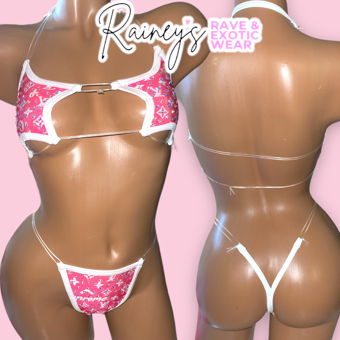 Pink/White LV Star Top Micro Set