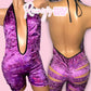 Purple Velvet One Piece Cut Shorts Set