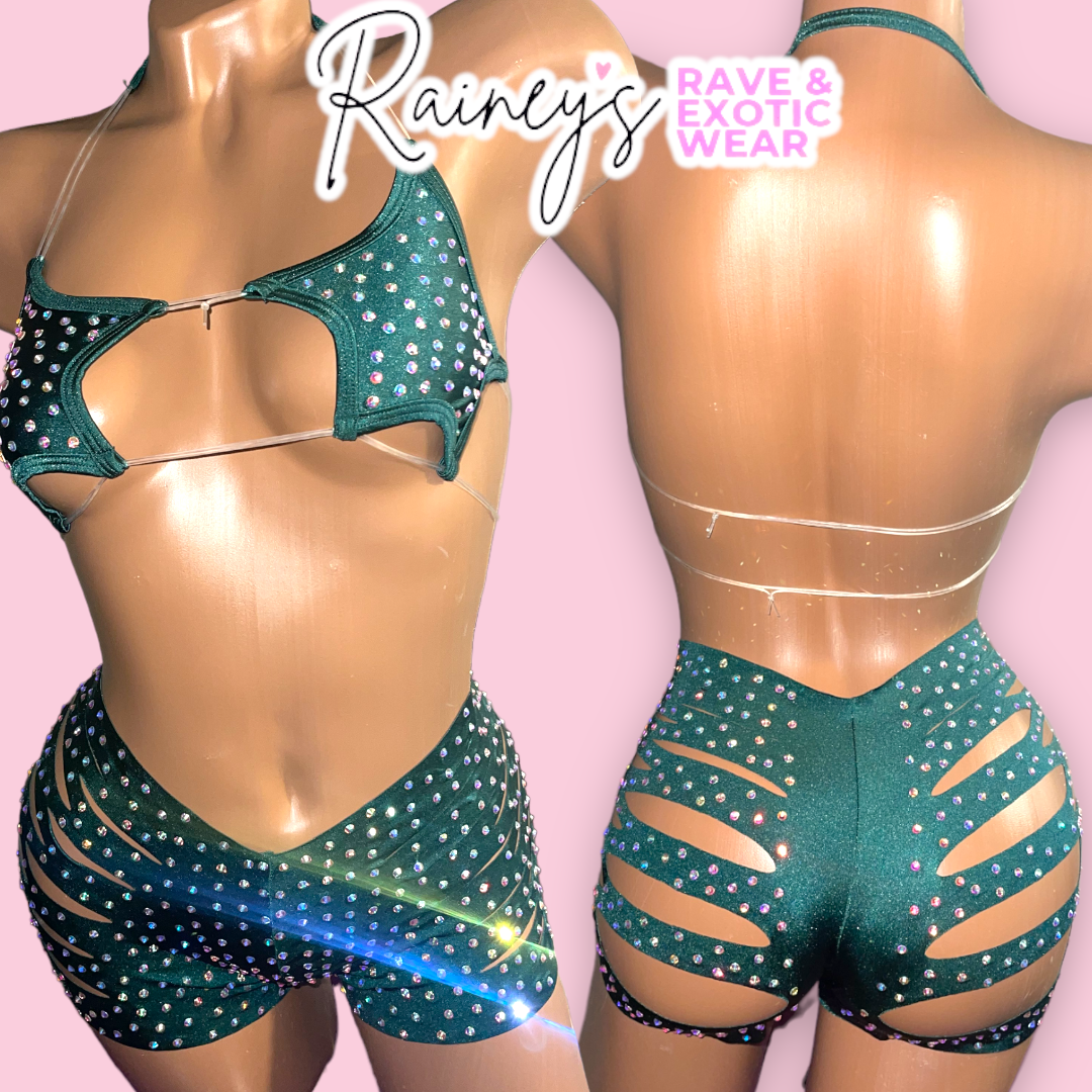 Green Star Top Cut Shorts Set