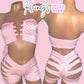 Pink Tube Top Cut Shorts Set