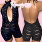 Black One Piece Cut Shorts Set